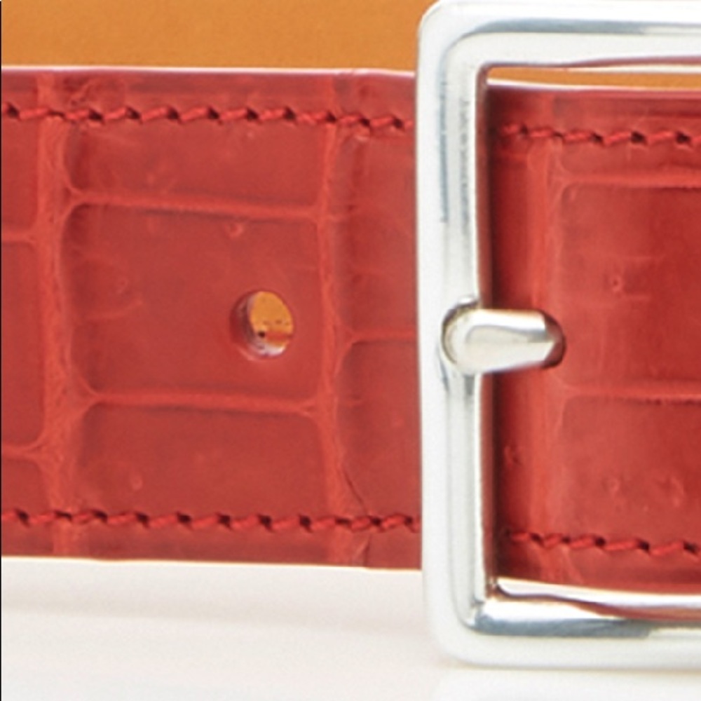 Madison Vaincourt genuine crocodile red belt 75 - Picture 3 of 12